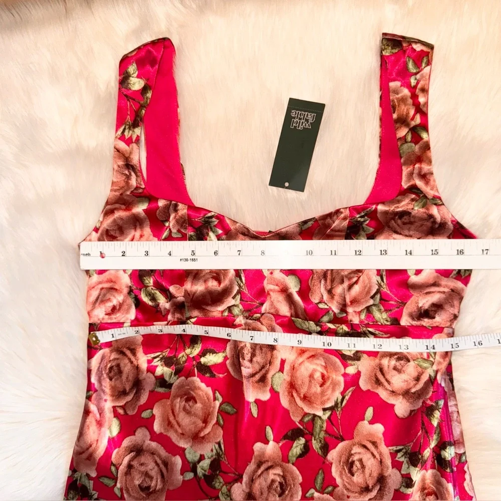 Wild Fable Women’s Satin Maxi Dress Red Floral Bodycon Size M NWT - Picture 11 of 16